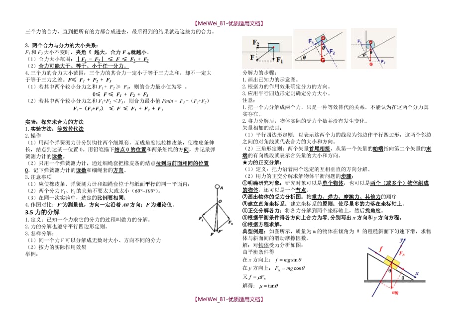 【7A文】高中物理必修一第三章知识点整理_第4页