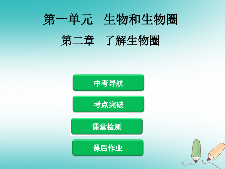 2019年中考生物 第一单元 第二章 了解生物圈复习课件_第1页