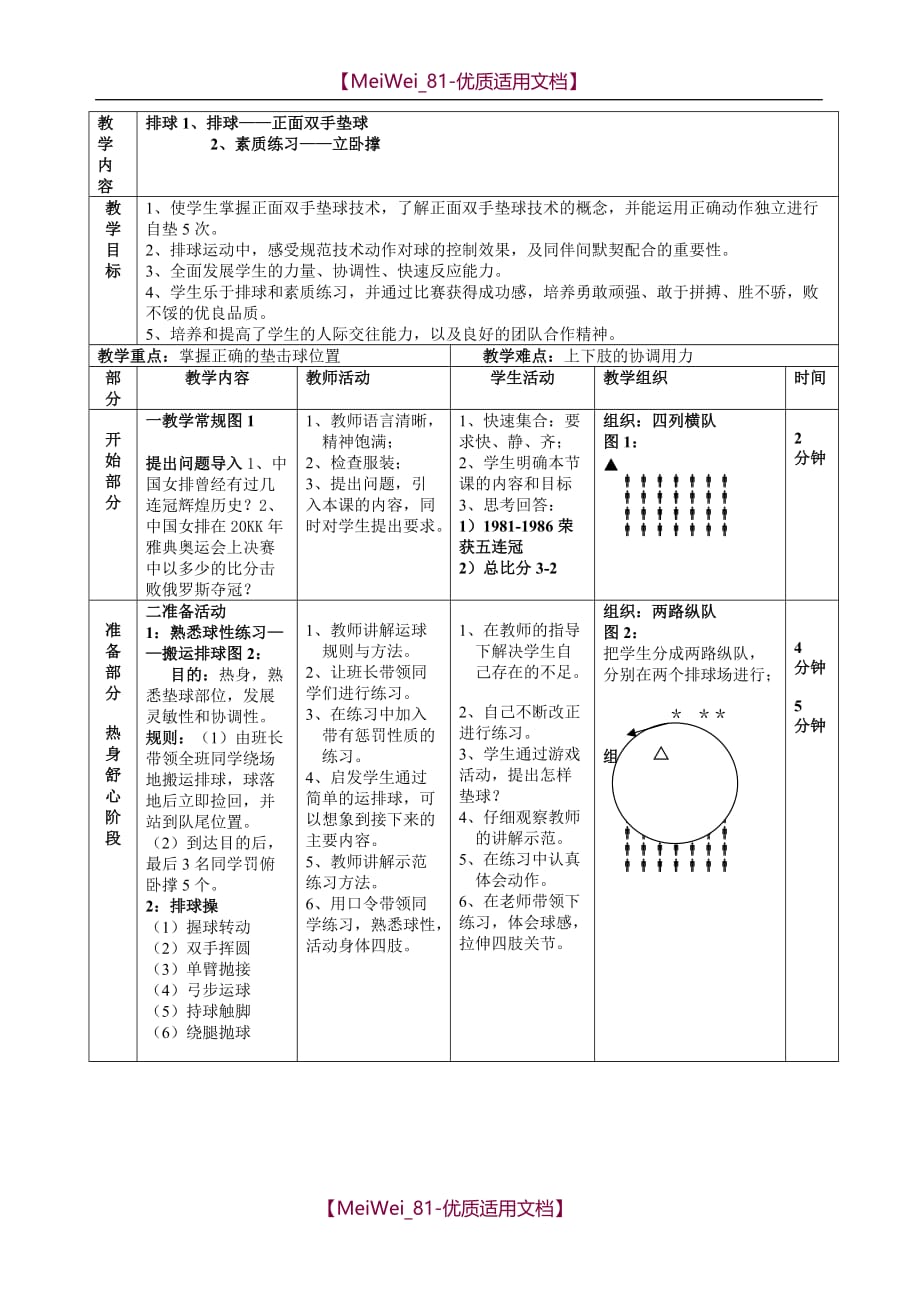 【7A文】高中排球垫球-教学设计教案_第3页