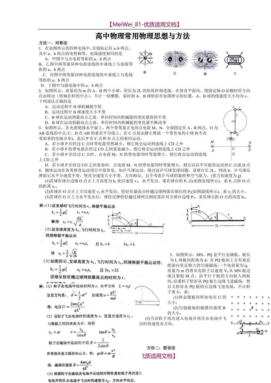 【7A文】高中物理常用物理思想与方法_第1页