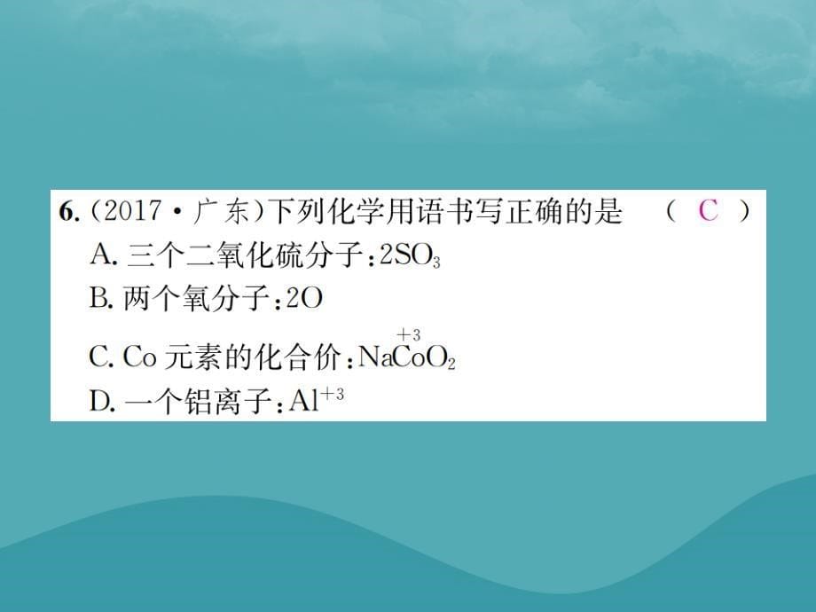 2019届中考化学复习 滚动小专题（二）化学用语课件 鲁教版_第5页