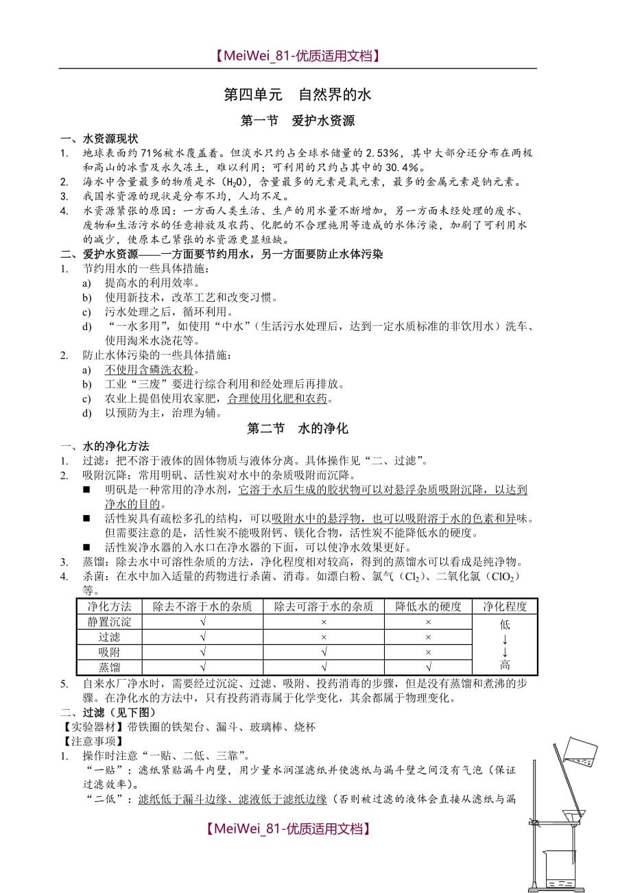 【8A版】初中化学第四单元知识点_第1页