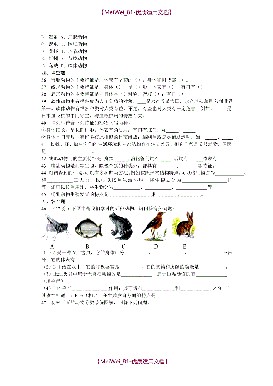 【6A文】中考生物尝试对生物进行分类复习试卷及答案_第3页