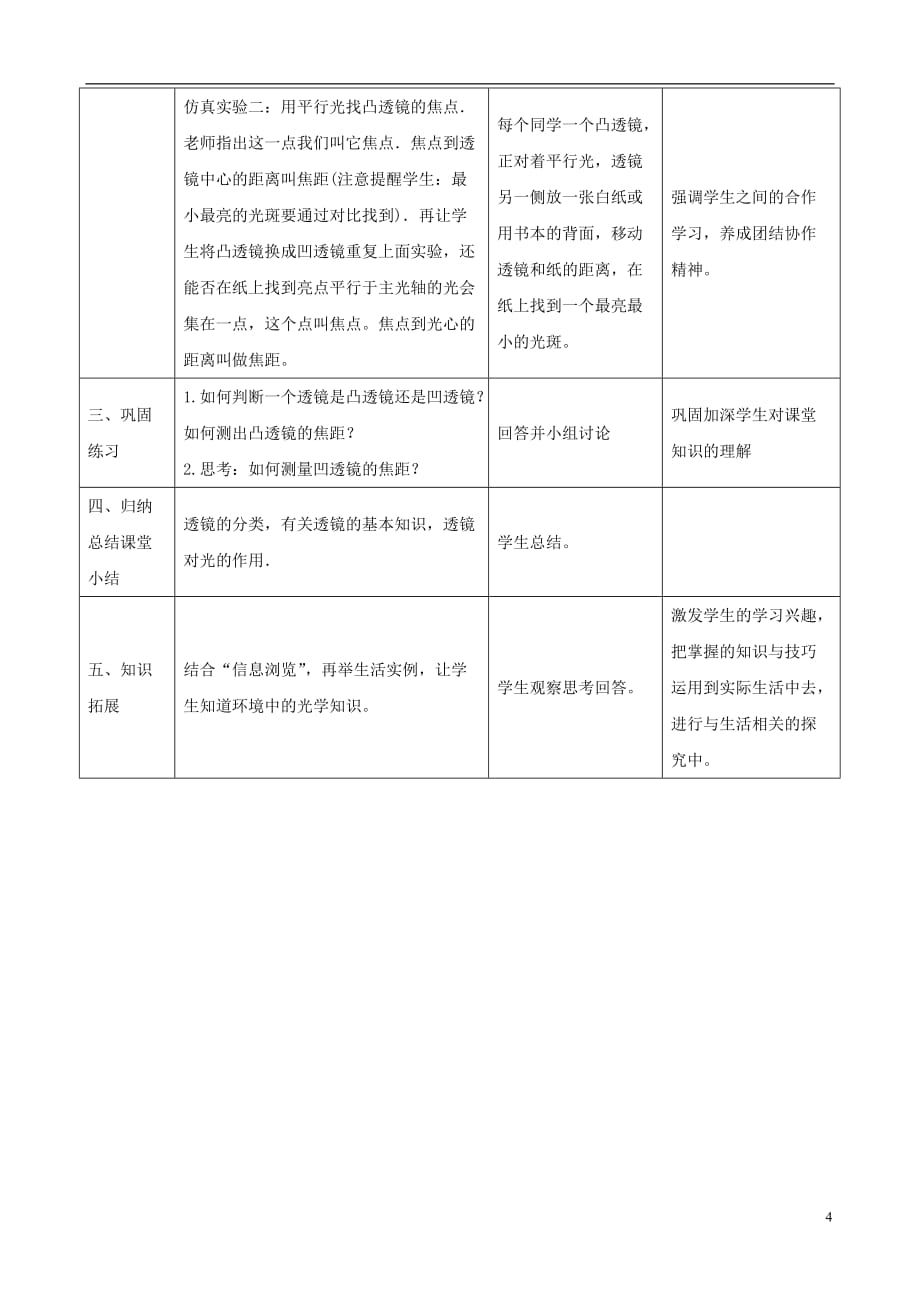 八年级物理上册 3.5《奇妙的透镜》教学设计 （新版）粤教沪版_第4页