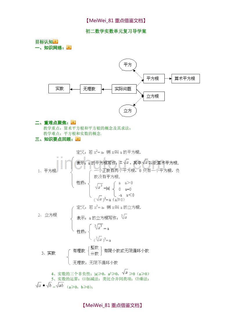 【AAA】初二数学实数单元复习导学案_第1页