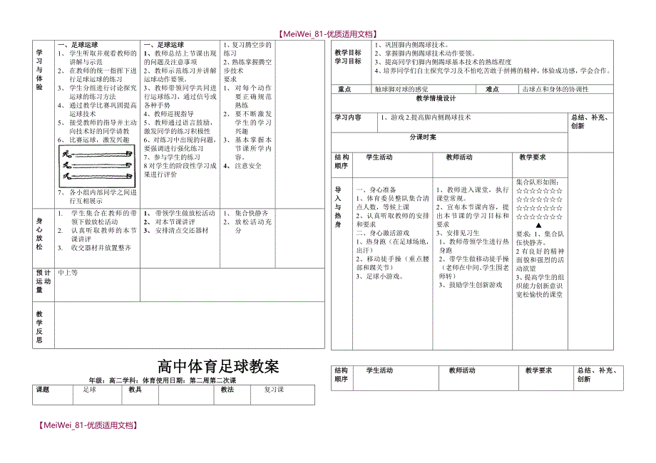 【7A文】高中体育教案足球_第2页