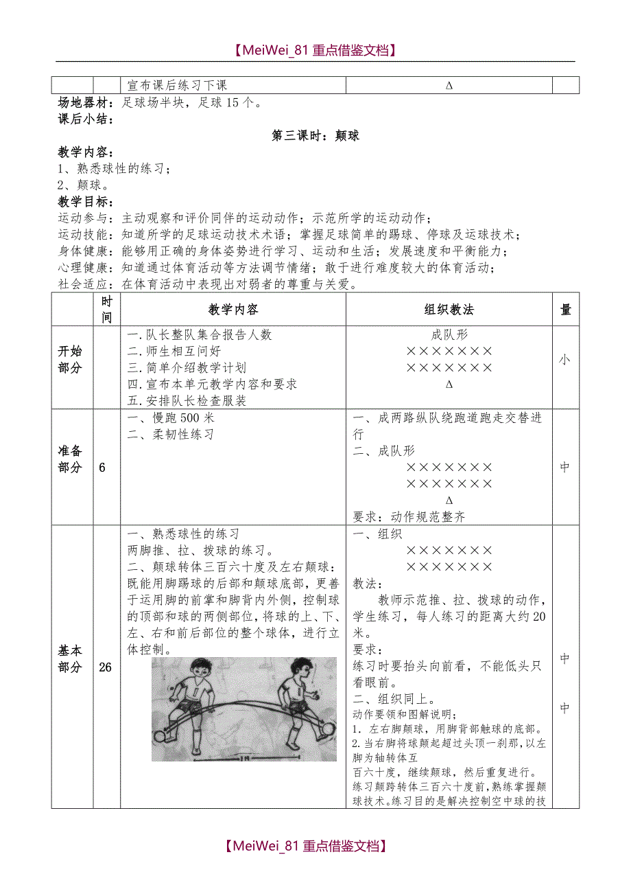 【9A文】校园足球初二教案_第4页