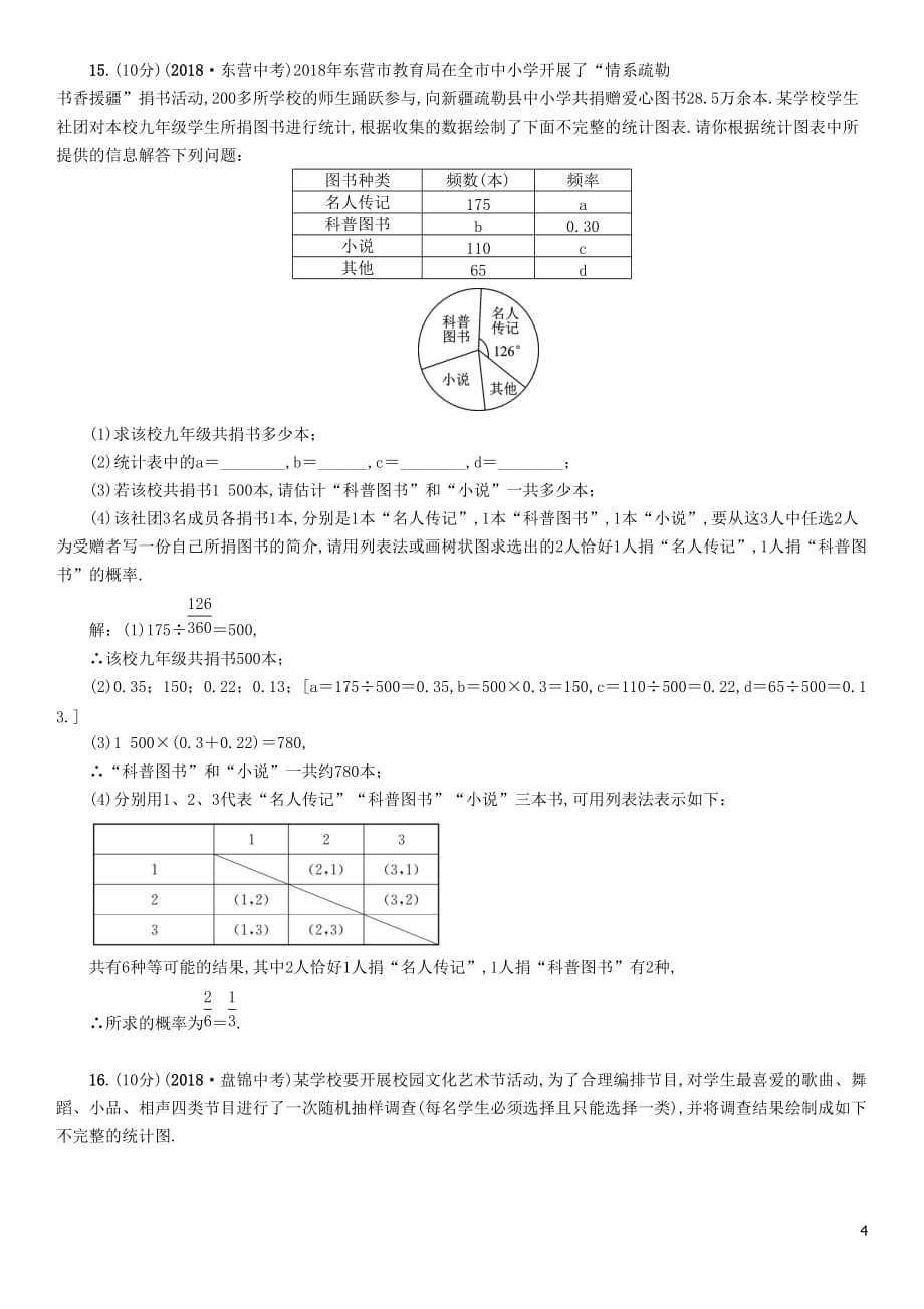 （宜宾专版）2019年中考数学总复习 第一编 教材知识梳理篇 第9章 统计与概率阶段测评（九）试题_第4页