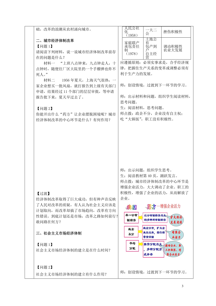 2018年八年级历史下册 第8课 经济体制改革教案 新人教版_第3页