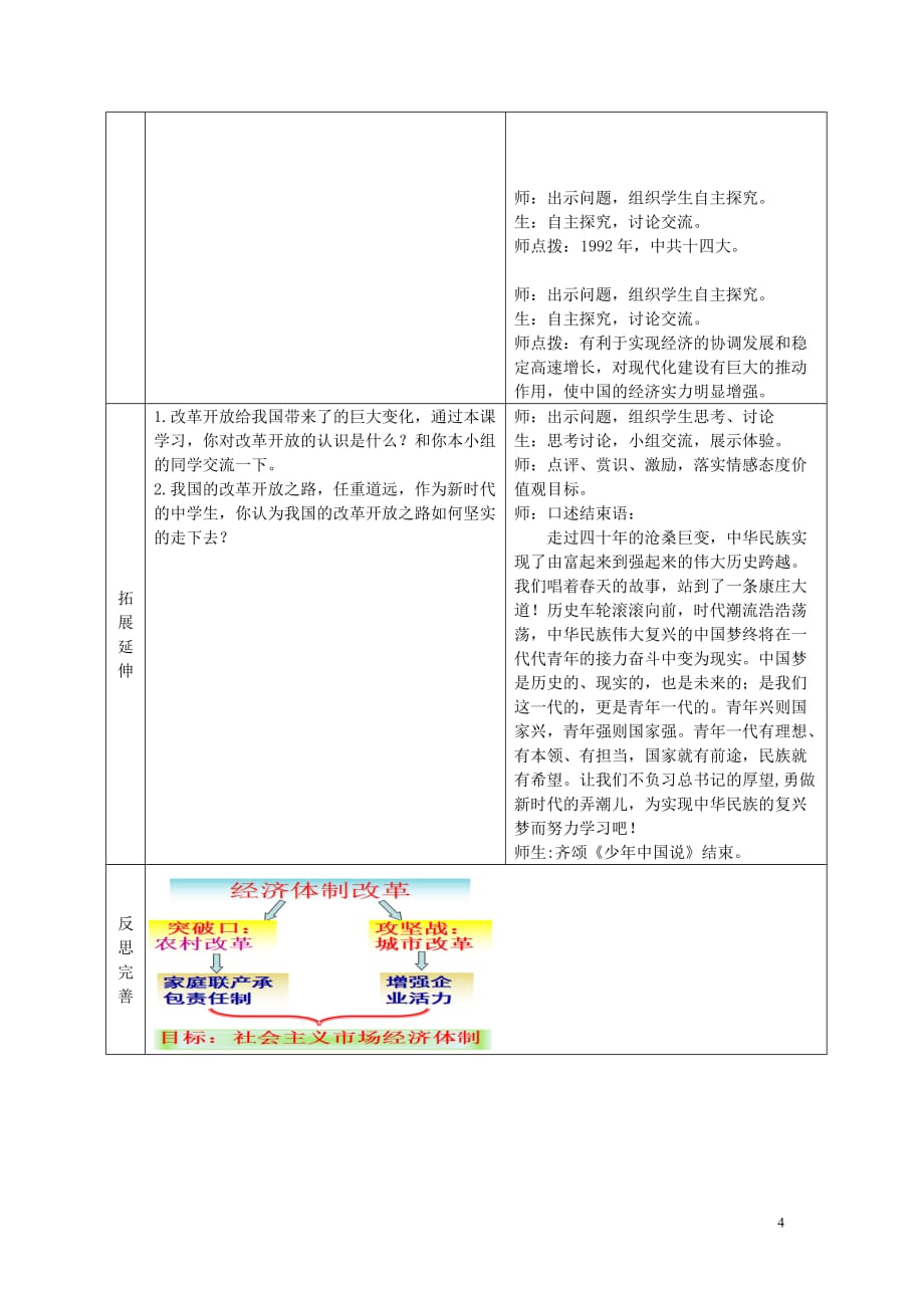 2018年八年级历史下册 第8课 经济体制改革教案 新人教版_第4页