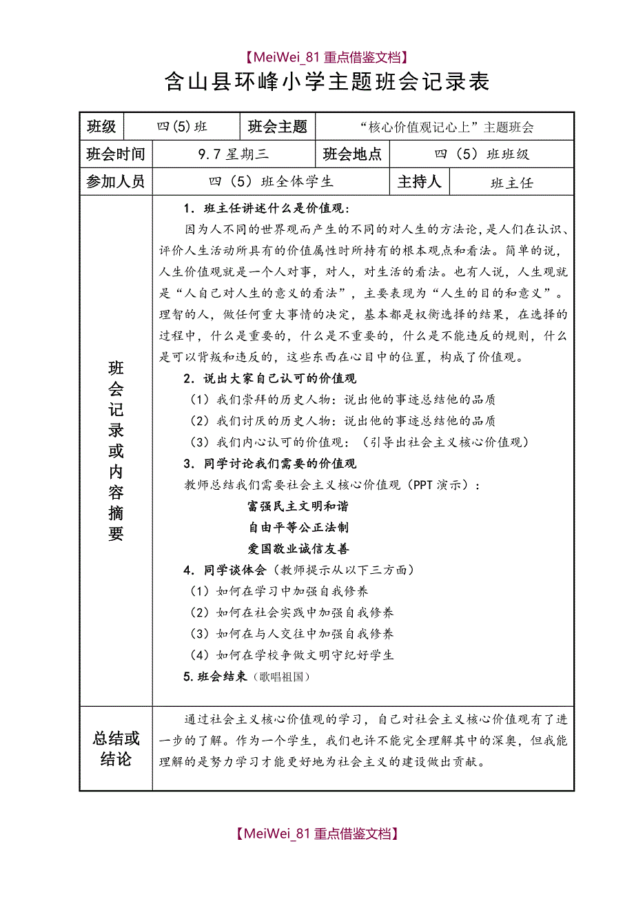 【9A文】小学主题班会记录表_第2页