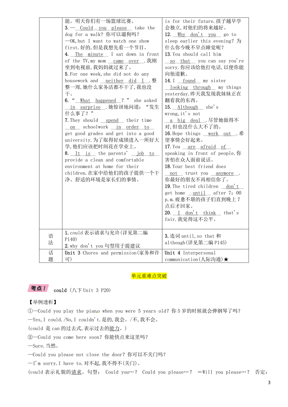 （宜宾专版）2019届中考英语总复习 第一篇 教材知识梳理篇 八下 units 3-4（精讲）检测_第3页