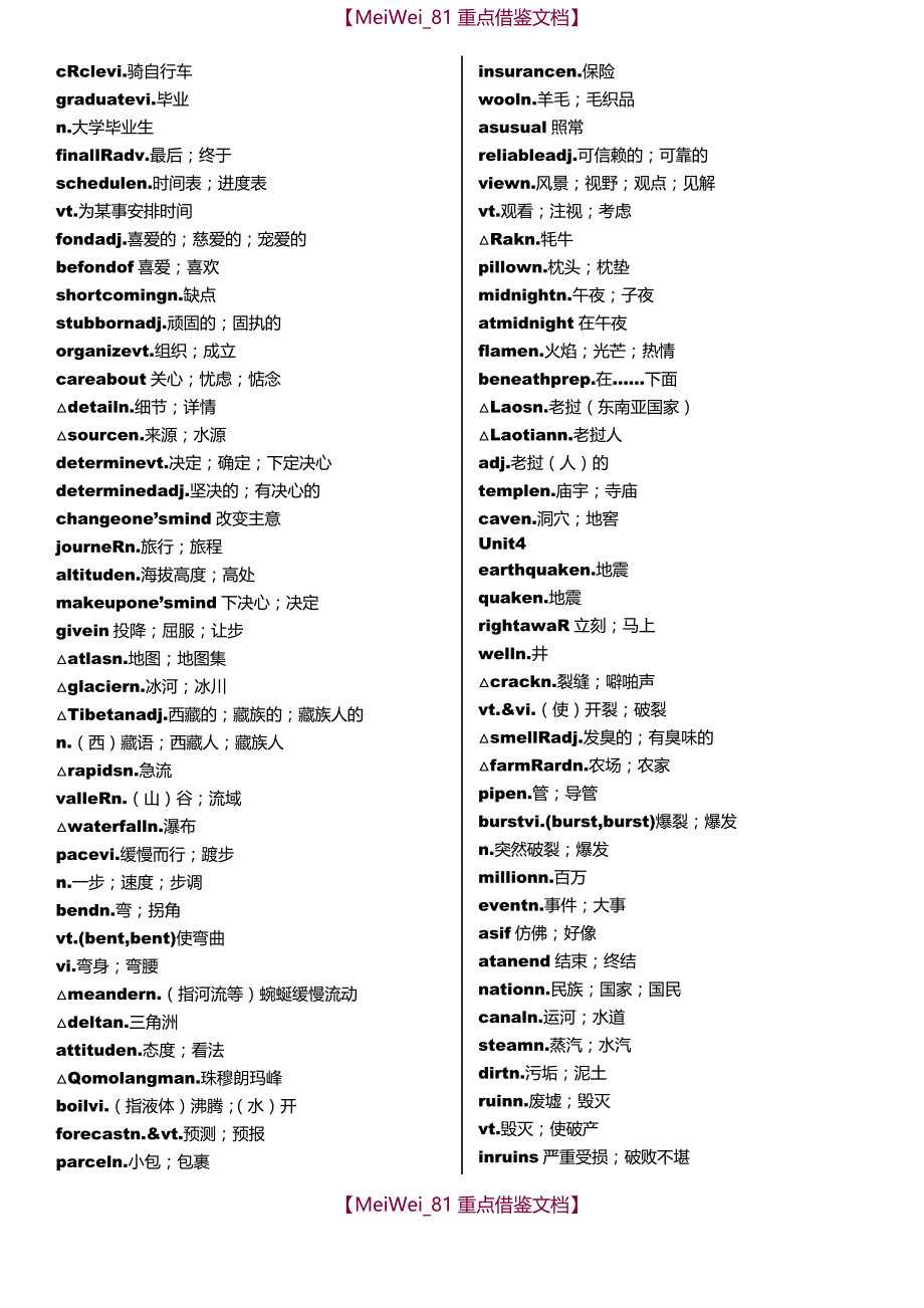 【9A文】最新整理人教版高中英语单词表_第3页