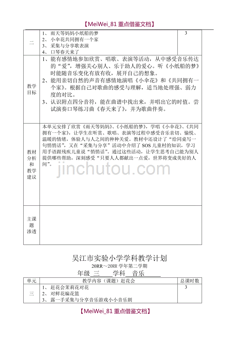 小学三年级苏少版音乐下册教案及教学计划_第2页