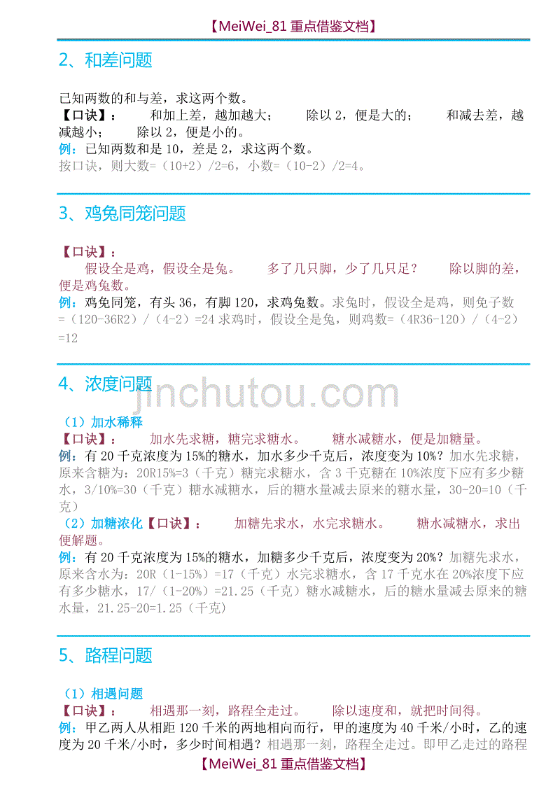 【9A文】小学数学的13种典型例题口诀及解题方法_第2页