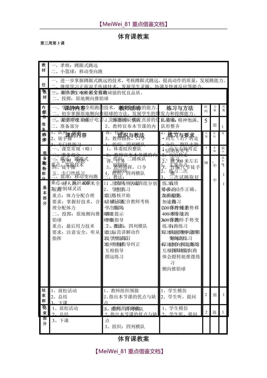 【9A文】小学体育五年级教案上册_第5页