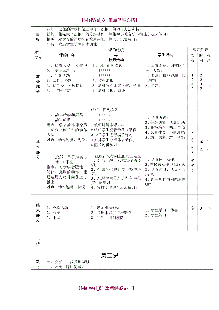 【AAA】新课标小学体育水平三全册教案_第4页