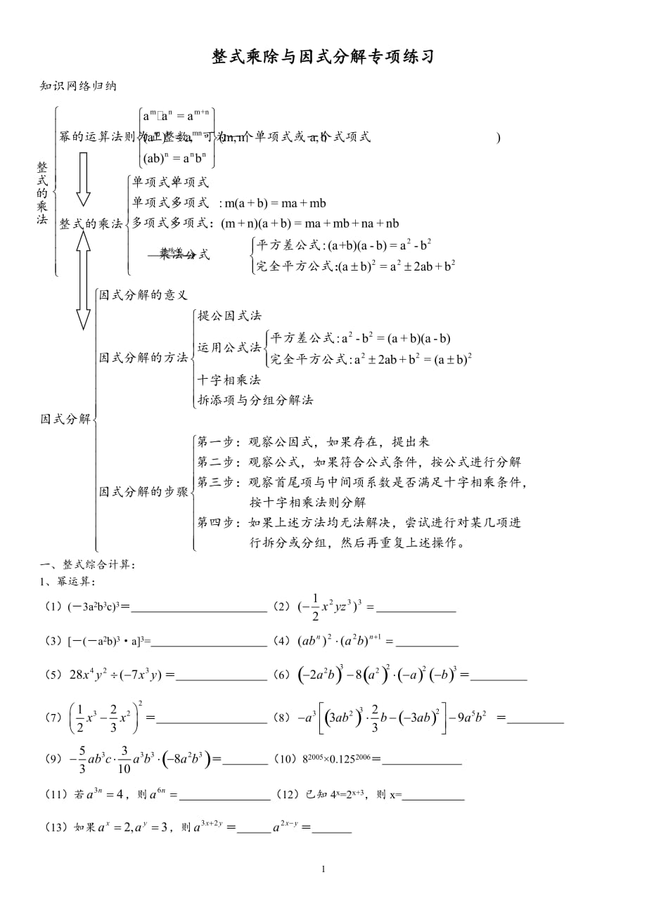 整式的乘除、因式分解练习题(最终版).doc_第1页