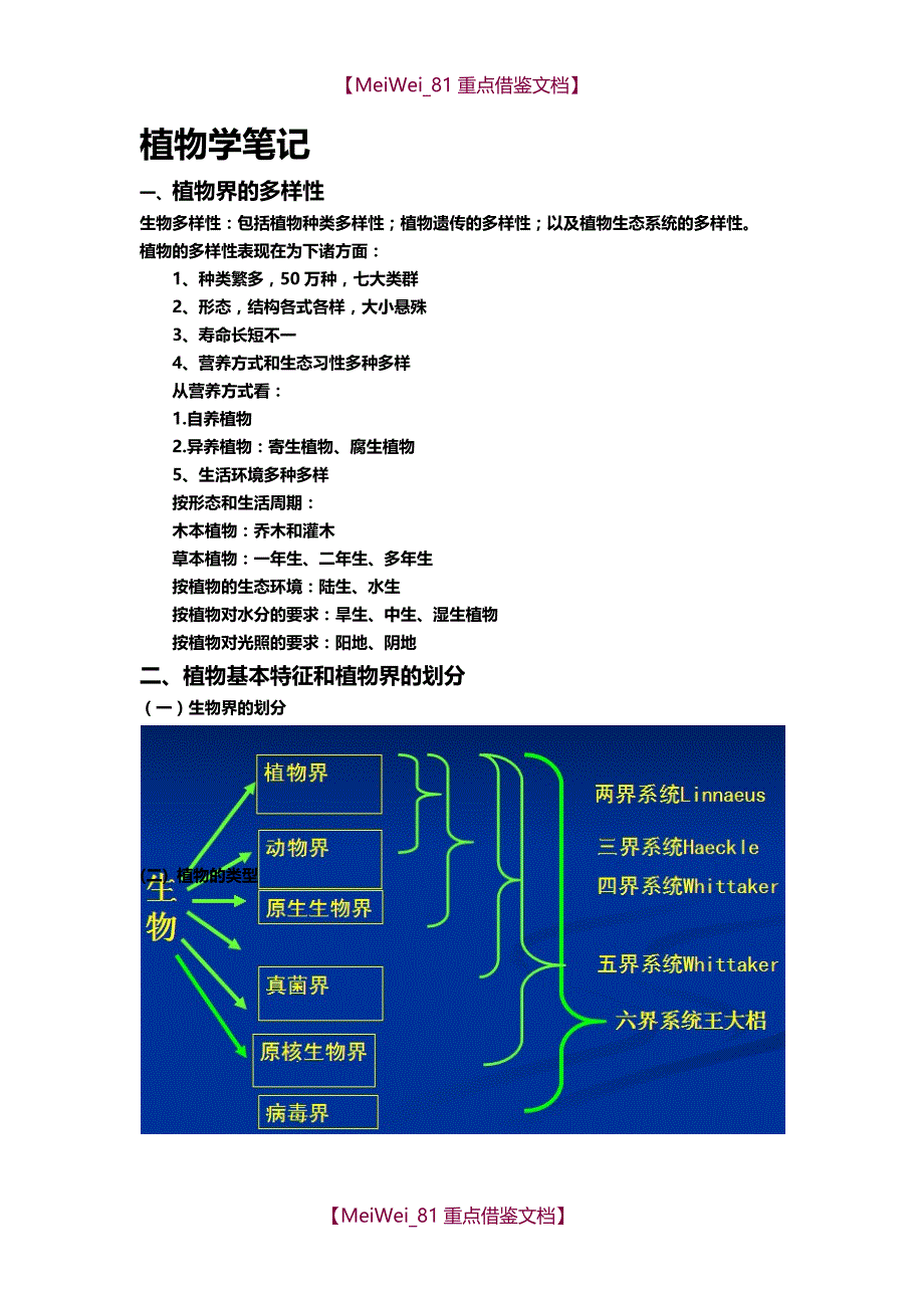 【9A文】植物学考研笔记(超详细)_第1页