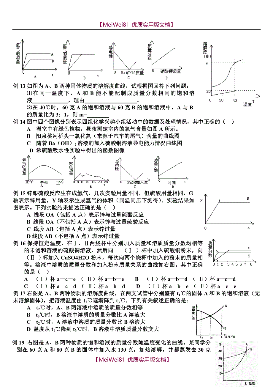 【8A版】初中化学图像题大全_第3页