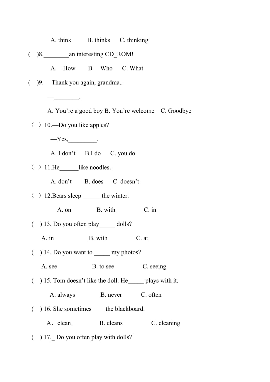 六年级英语基础测试题.doc_第2页