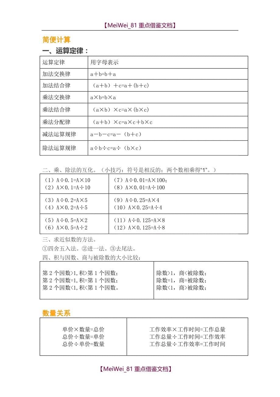 【9A文】人教版小升初数学知识要点汇总_第5页