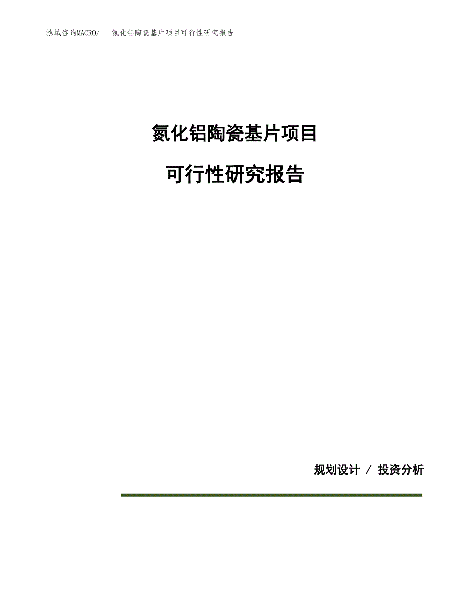 氮化铝陶瓷基片项目可行性研究报告[参考范文].docx_第1页