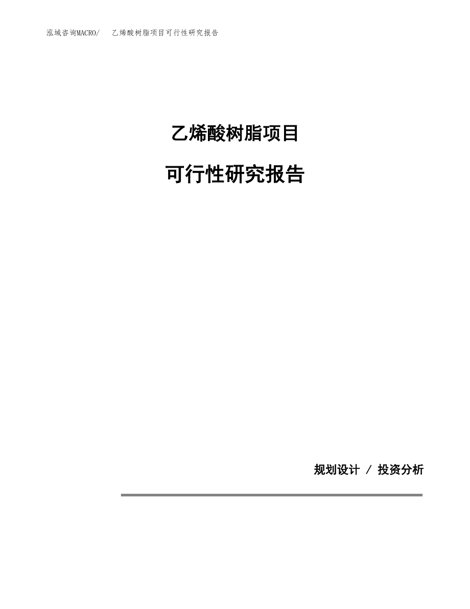 乙烯酸树脂项目可行性研究报告[参考范文].docx_第1页