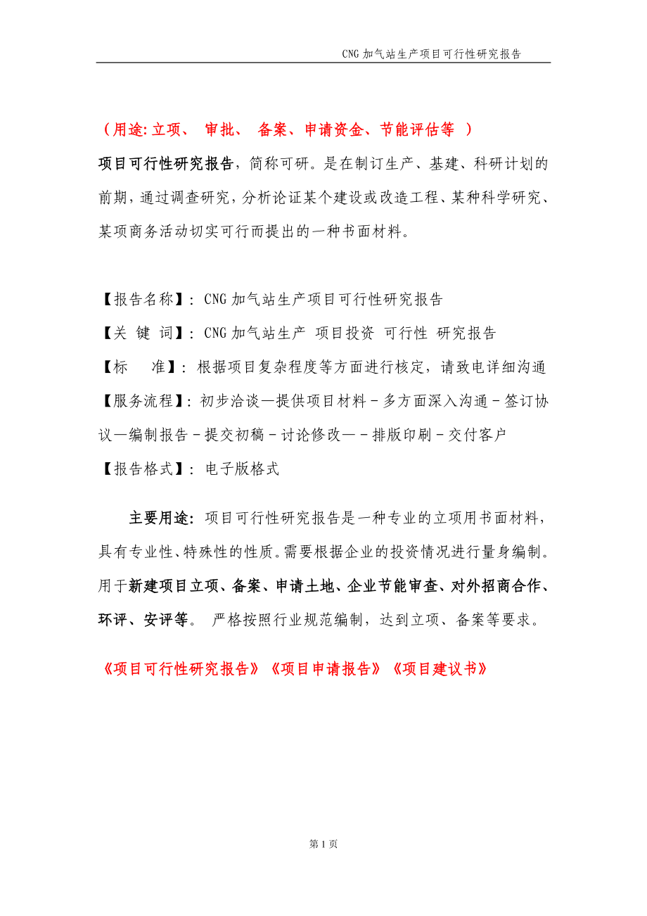 CNG加气站生产项目可行性研究报告【申请备案】_第2页