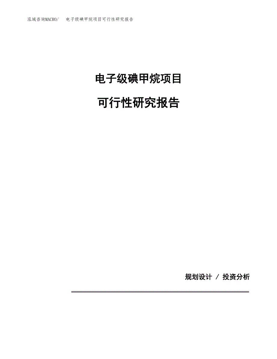 电子级碘甲烷项目可行性研究报告[参考范文].docx_第1页