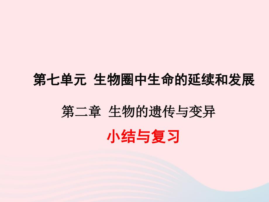 2019年春八年级生物下册 第七单元 第二章 生物的遗传与变异小结与复习课件 （新版）新人教版_第1页