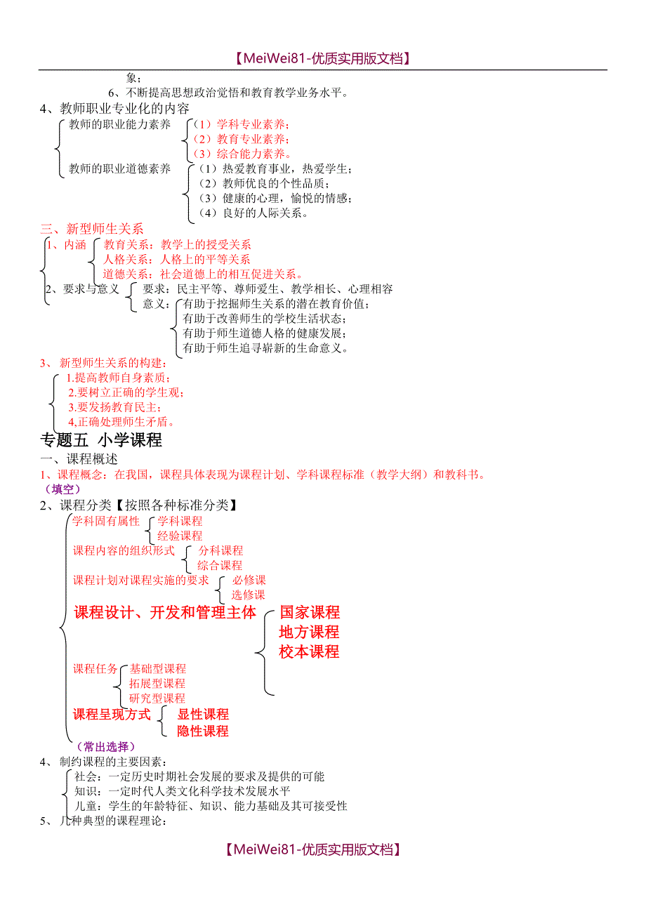 【7A版】2018年教师招聘考试复习资料-划重点考点-课本框架_第4页