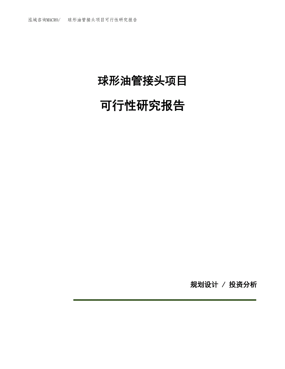 球形油管接头项目可行性研究报告[参考范文].docx_第1页