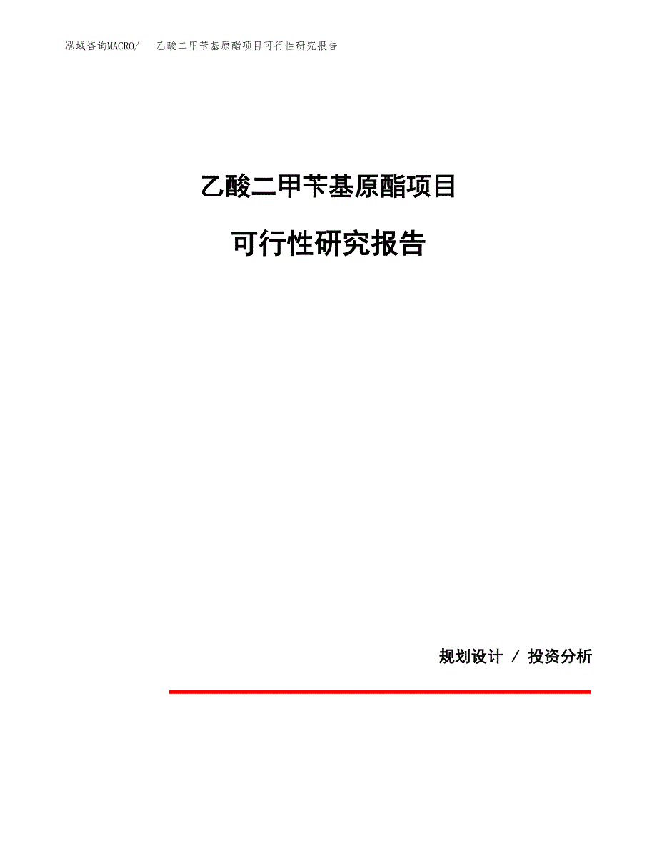 乙酸二甲苄基原酯项目可行性研究报告[参考范文].docx_第1页