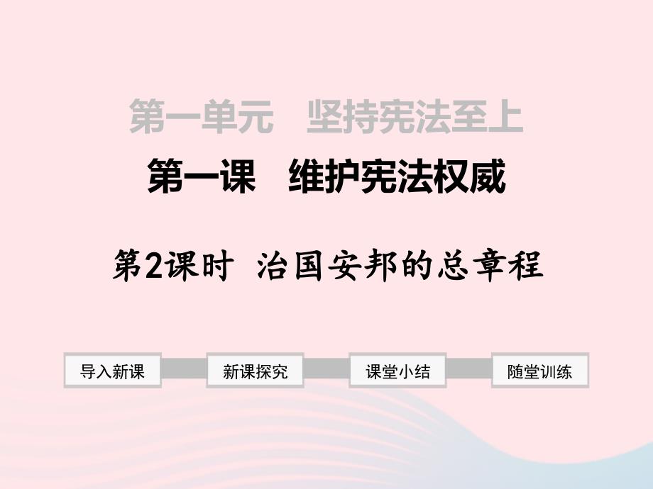 2019年春八年级道德与法治下册 第一单元 坚持宪法至上 第一课 维护宪法权威 第2框 治国安邦的总章程课件 新人教版_第1页