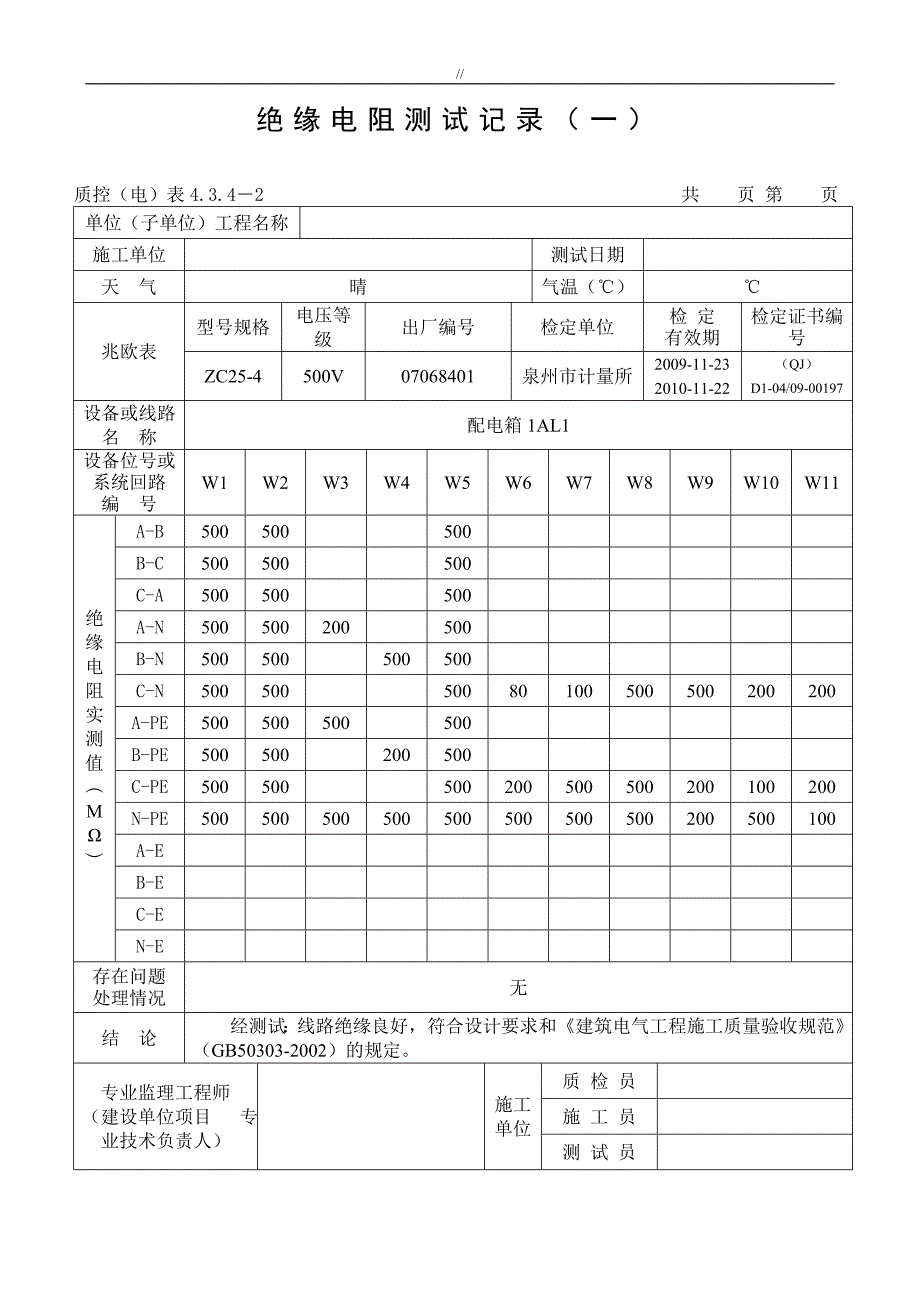 范例-绝缘电阻测试实验资料记录_第2页