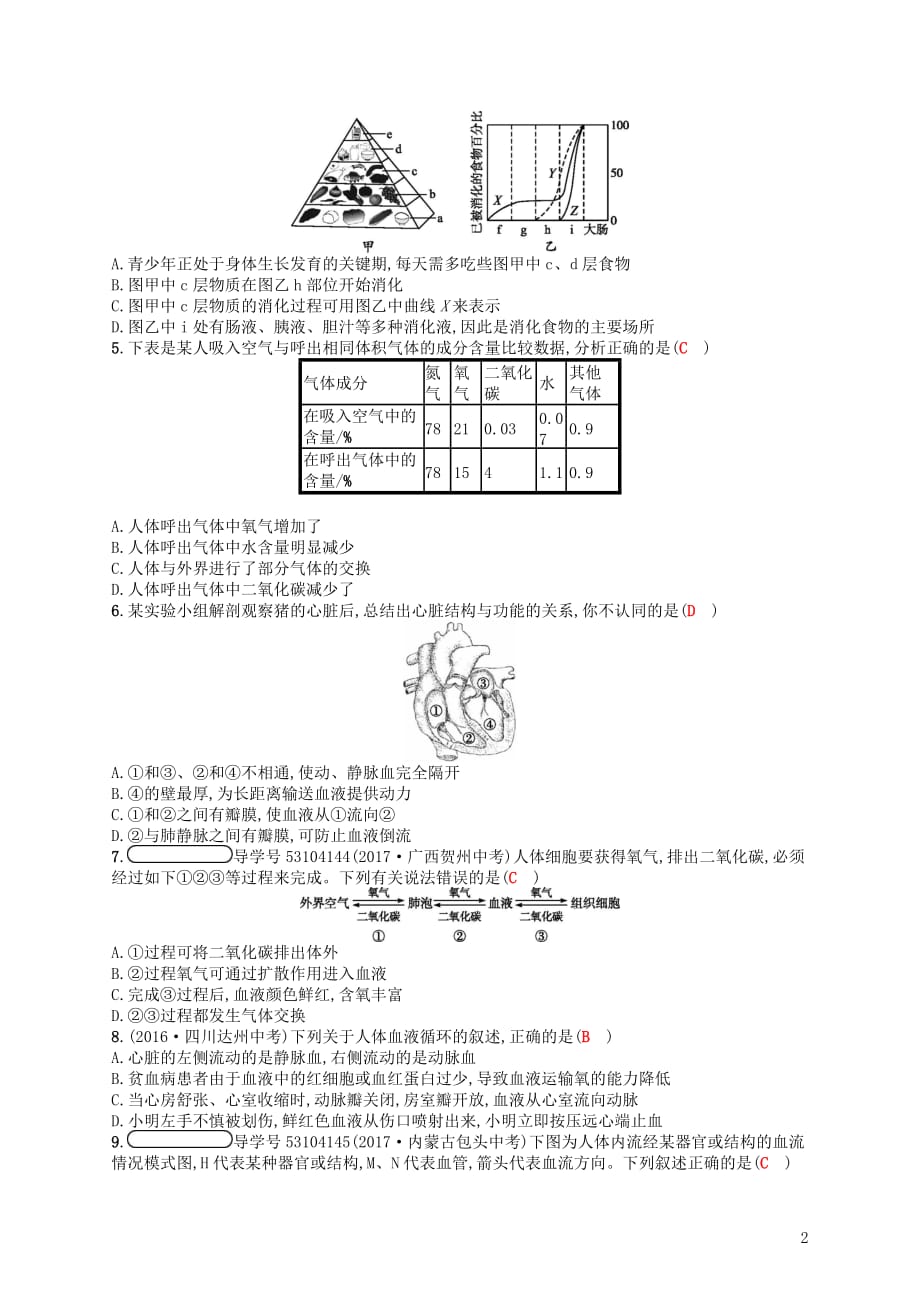 2018学年七年级生物下册 期末测评 （新版）北师大版_第2页