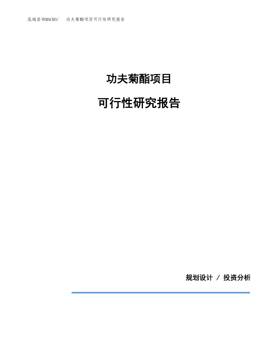 功夫菊酯项目可行性研究报告[参考范文].docx_第1页