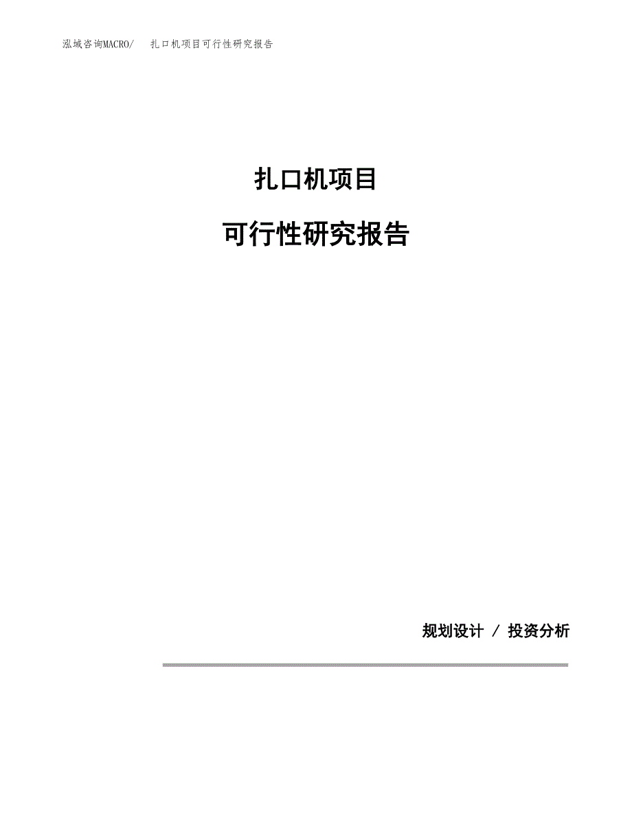 扎口机项目可行性研究报告[参考范文].docx_第1页