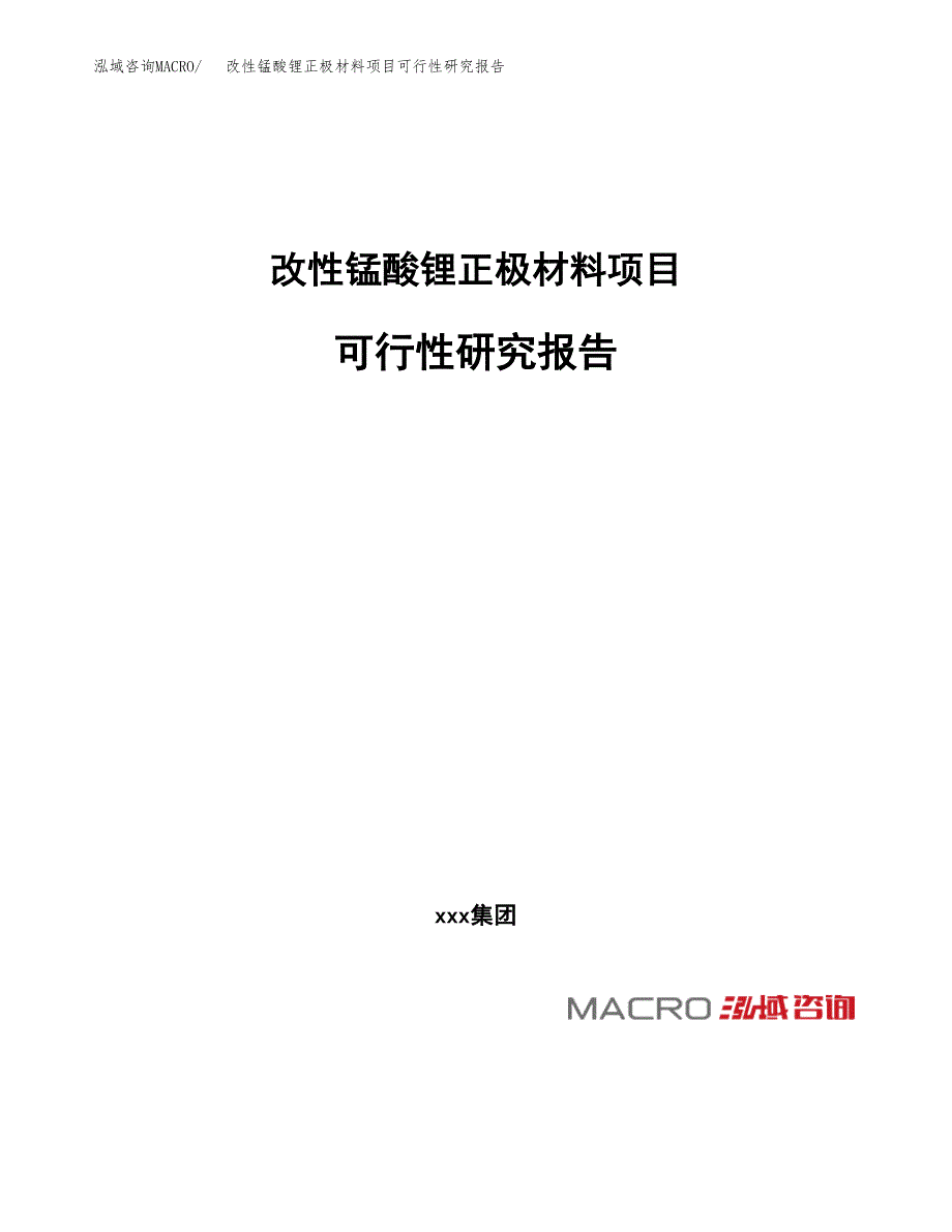 改性锰酸锂正极材料项目可行性研究报告_范文.docx_第1页