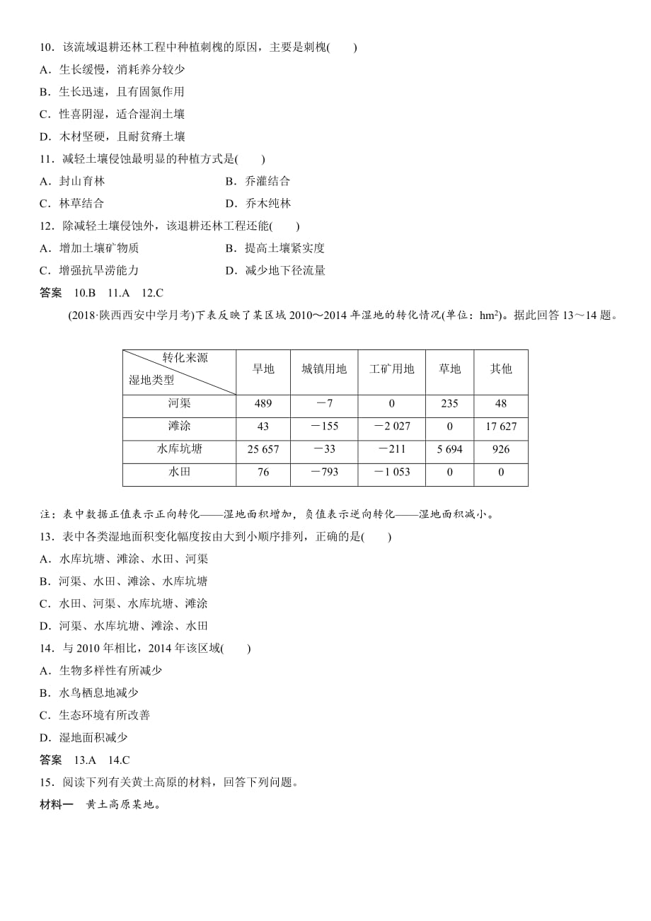 中图版高二地理必修三课时同步练习：2.1 中国黄土高原水土流失的治理_第3页