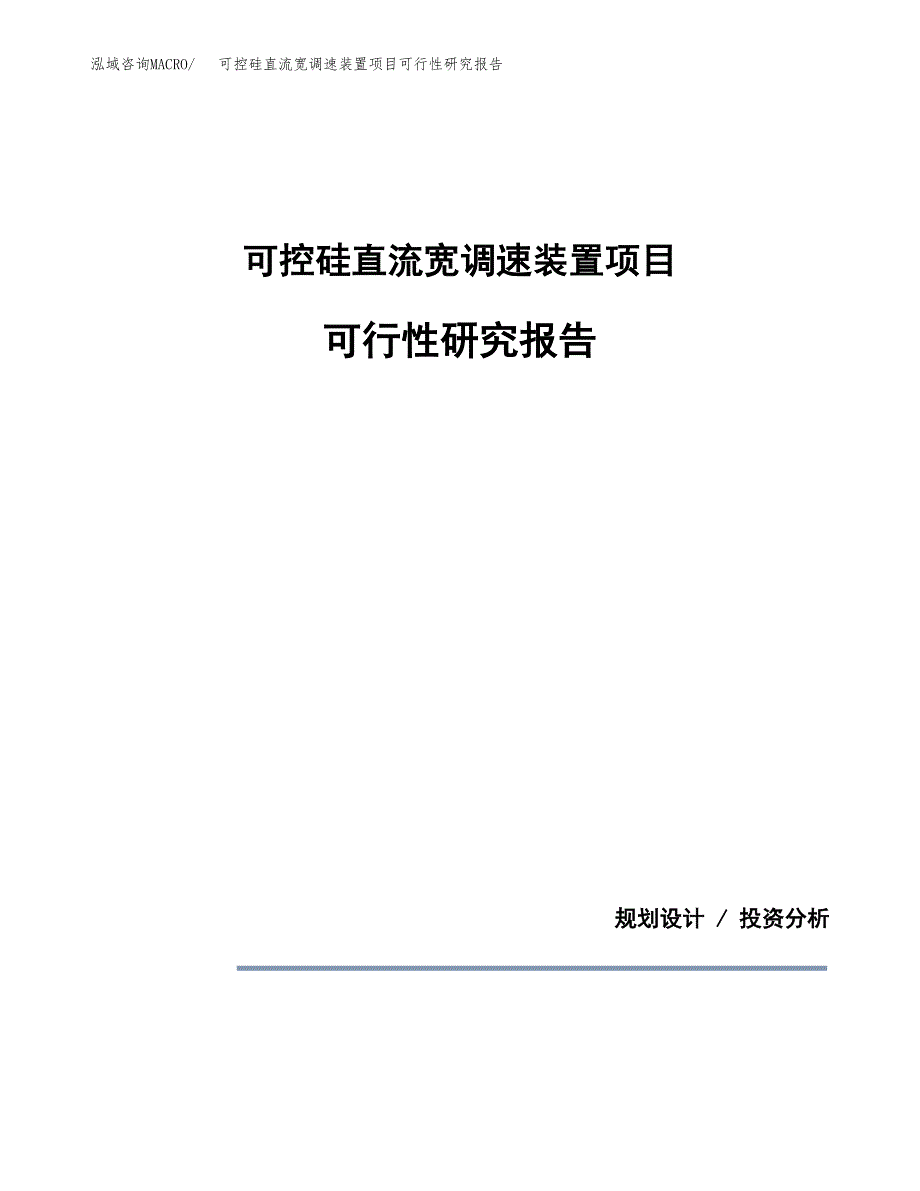 可控硅直流宽调速装置项目可行性研究报告[参考范文].docx_第1页