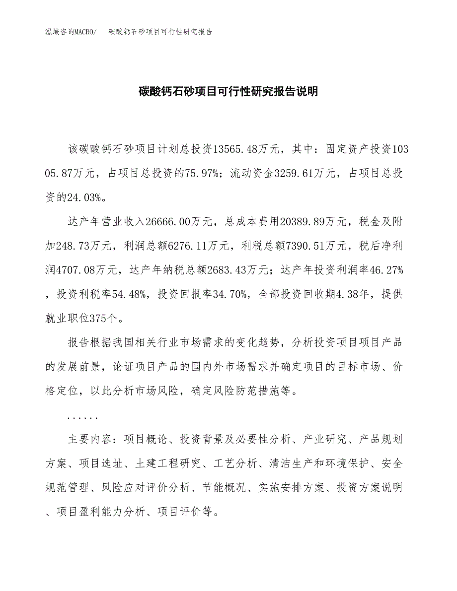 碳酸钙石砂项目可行性研究报告[参考范文].docx_第2页