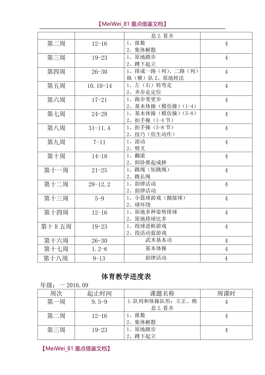 【9A文】体育教学进度表_第2页