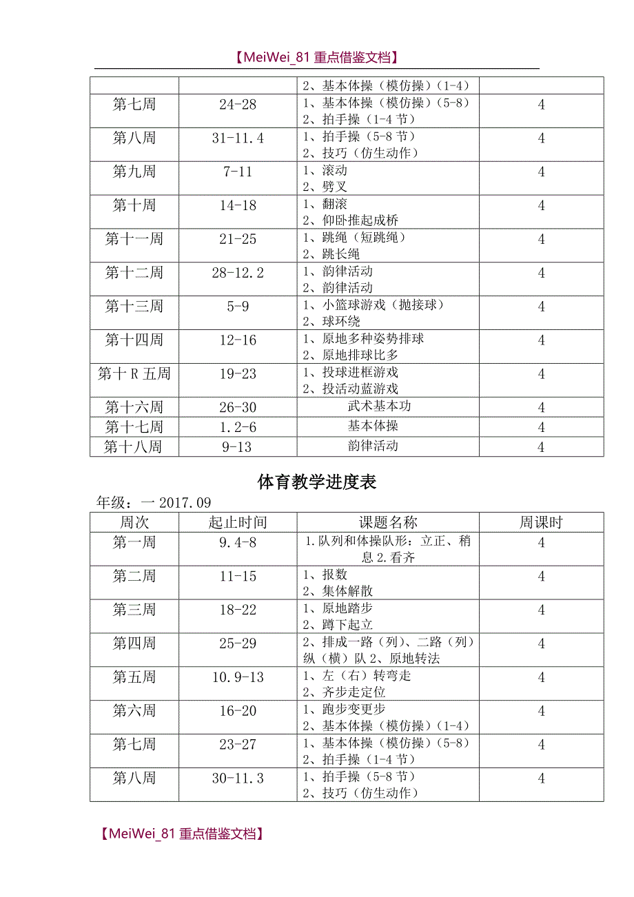 【9A文】体育教学进度表_第4页