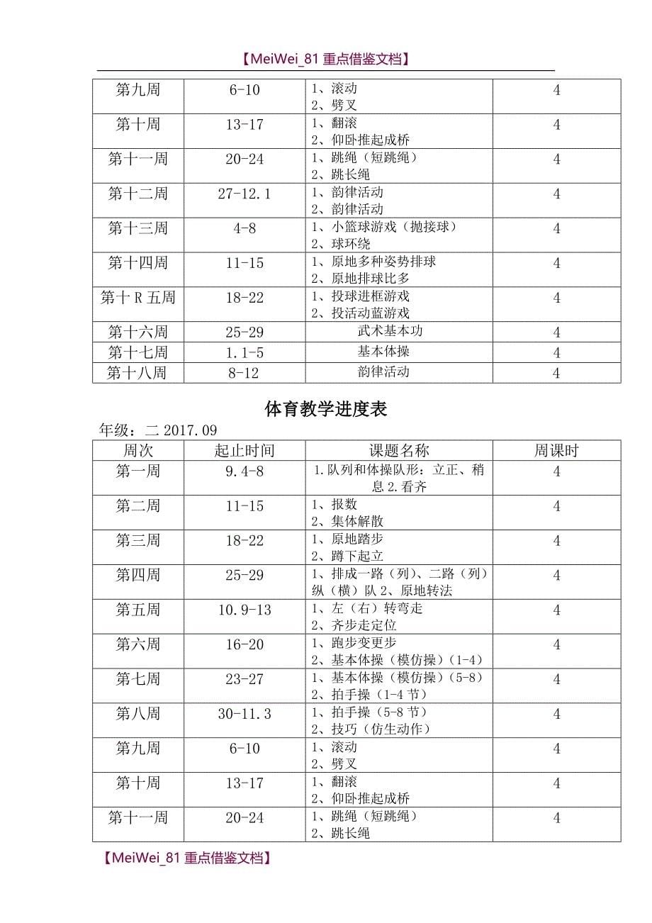 【9A文】体育教学进度表_第5页