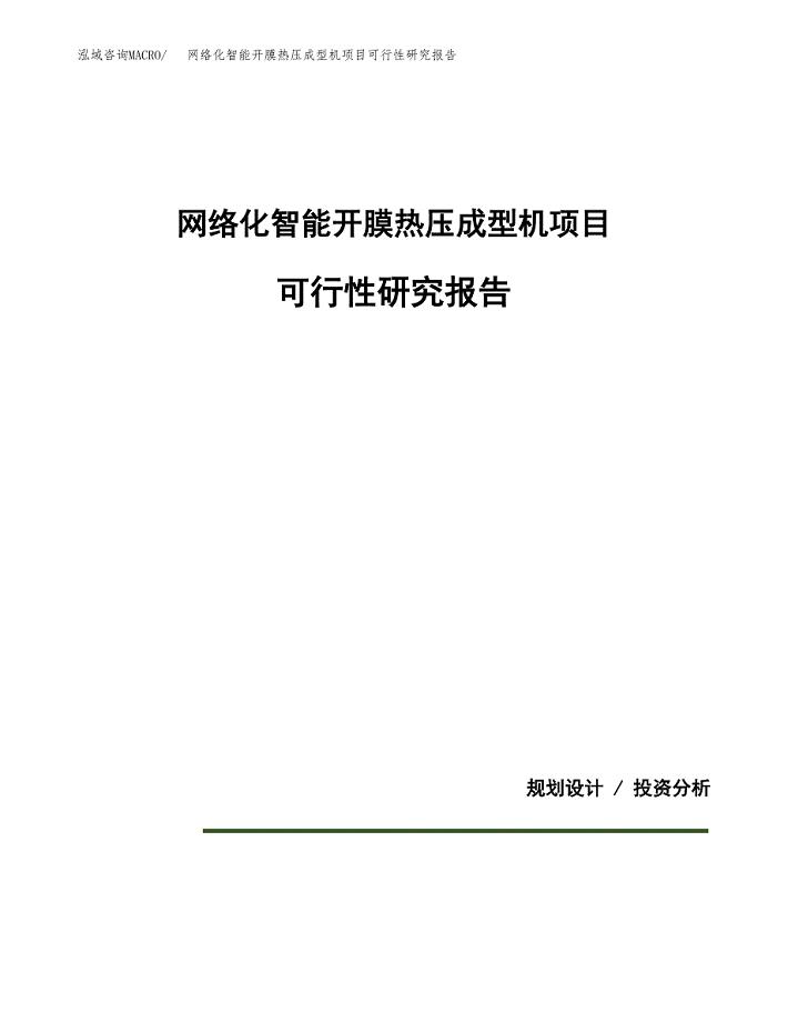 网络化智能开膜热压成型机项目可行性研究报告[参考范文].docx