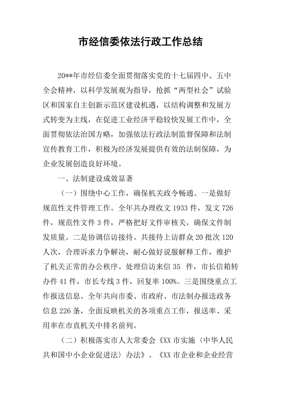 市经信委依法行政工作总结.doc_第1页