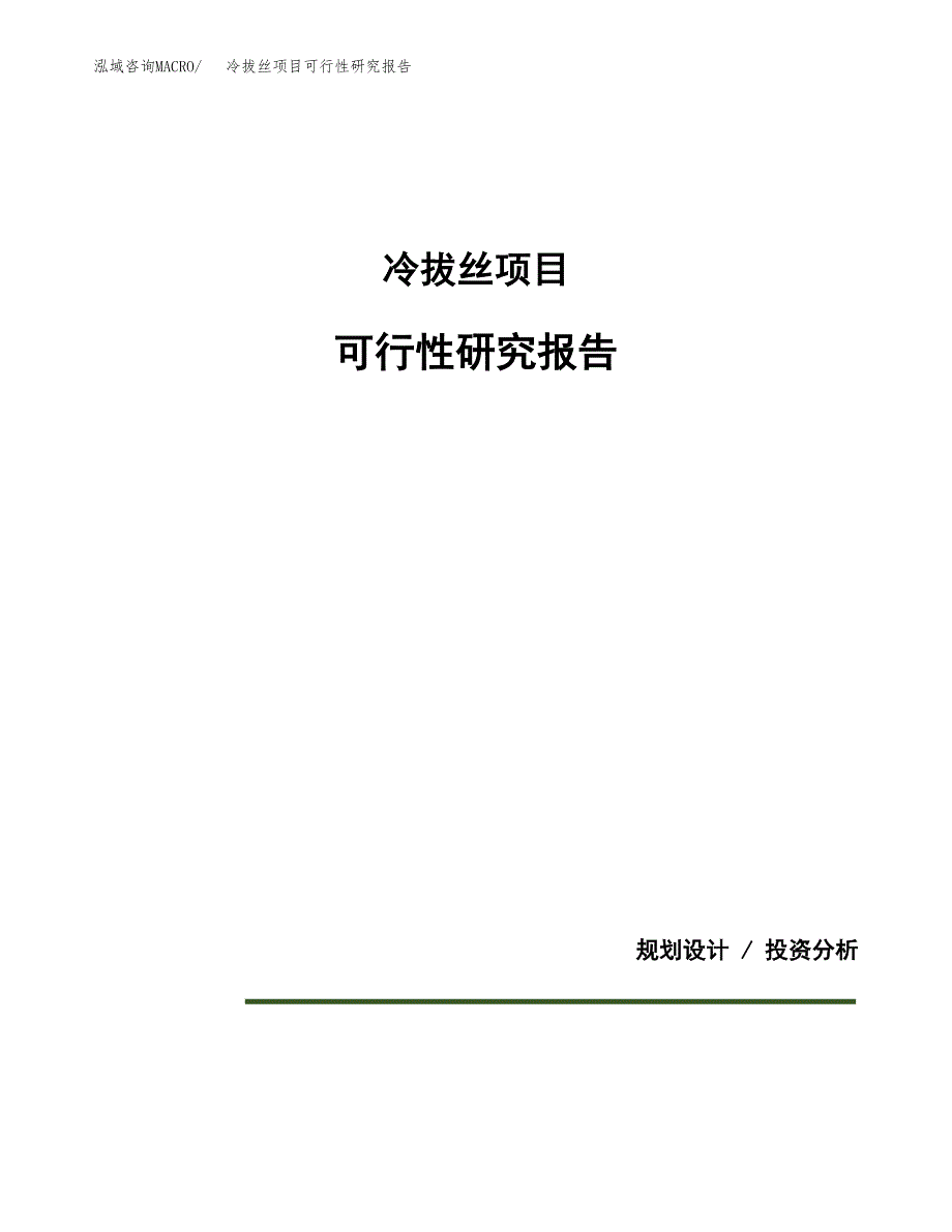 冷拔丝项目可行性研究报告[参考范文].docx_第1页