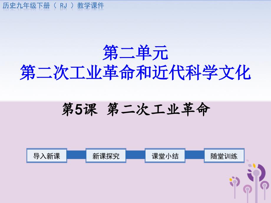 2019春九年级历史下册 第二单元 第二次工业革命和近代科学文化 第5课 第二次工业革命教学课件 新人教版_第1页